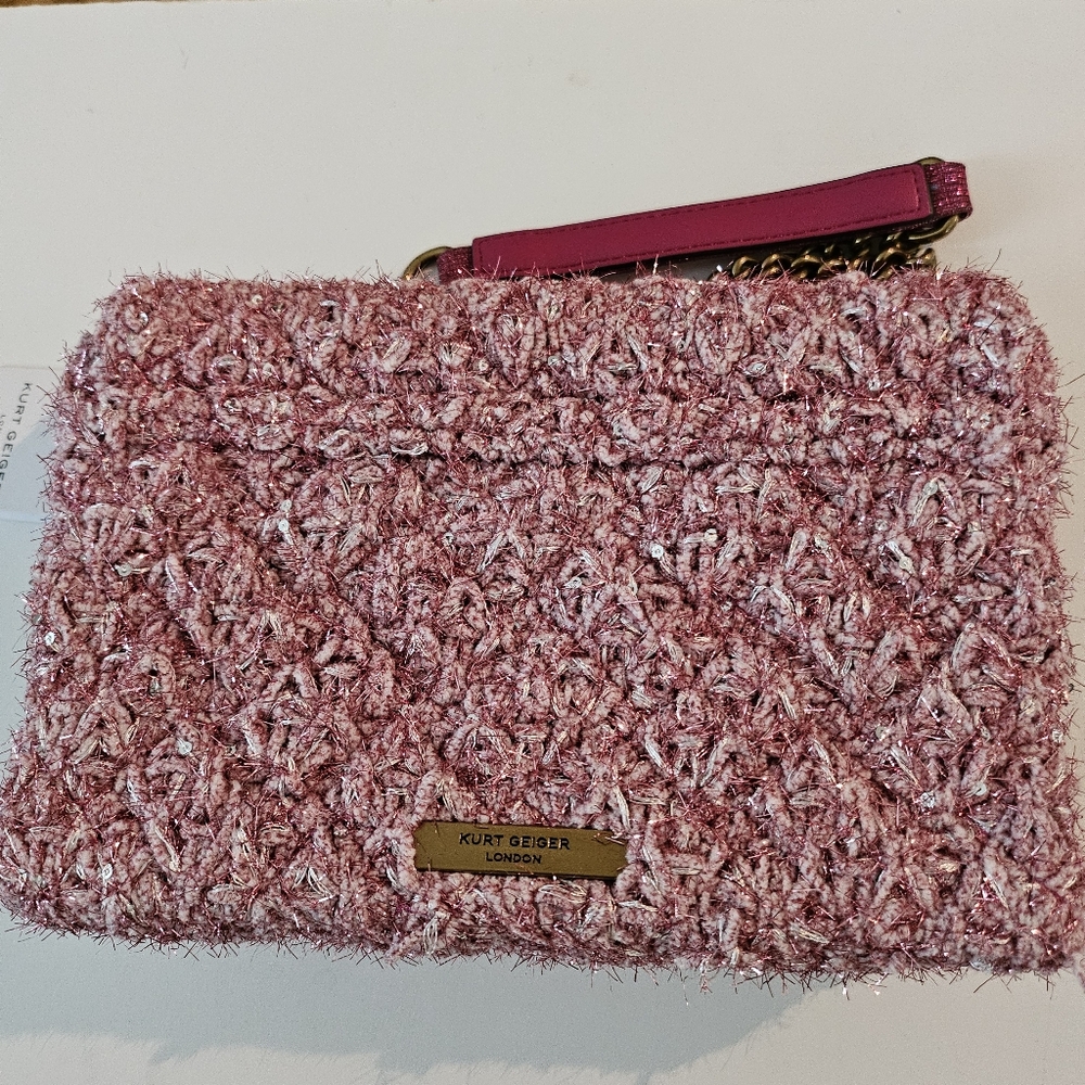 NWT Kurt Geiger London Kensington Tweed pink shoulder w/dustbag - Picture 2 of 10